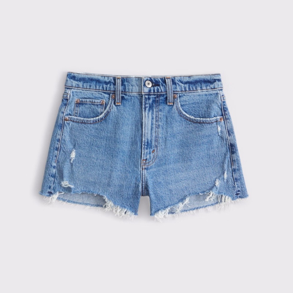 Abercrombie & Fitch Blue Jean Shorts Distressed High-Waisted